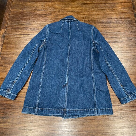 Madewell Blue Denim Jean Double Breasted Blazer Sports Jacket Deardorff Wash XS - Picture 9 of 16